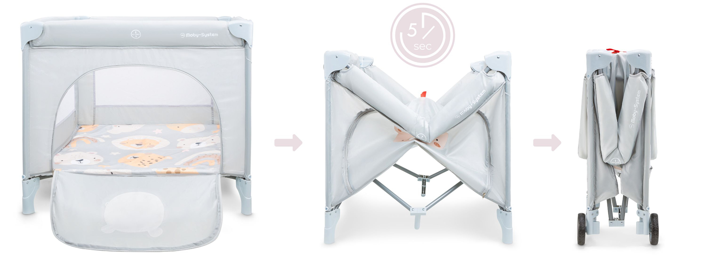 Sulankstoma vaikiška lovytė su čiužiniu ir krepšiu - "Teddy Bear