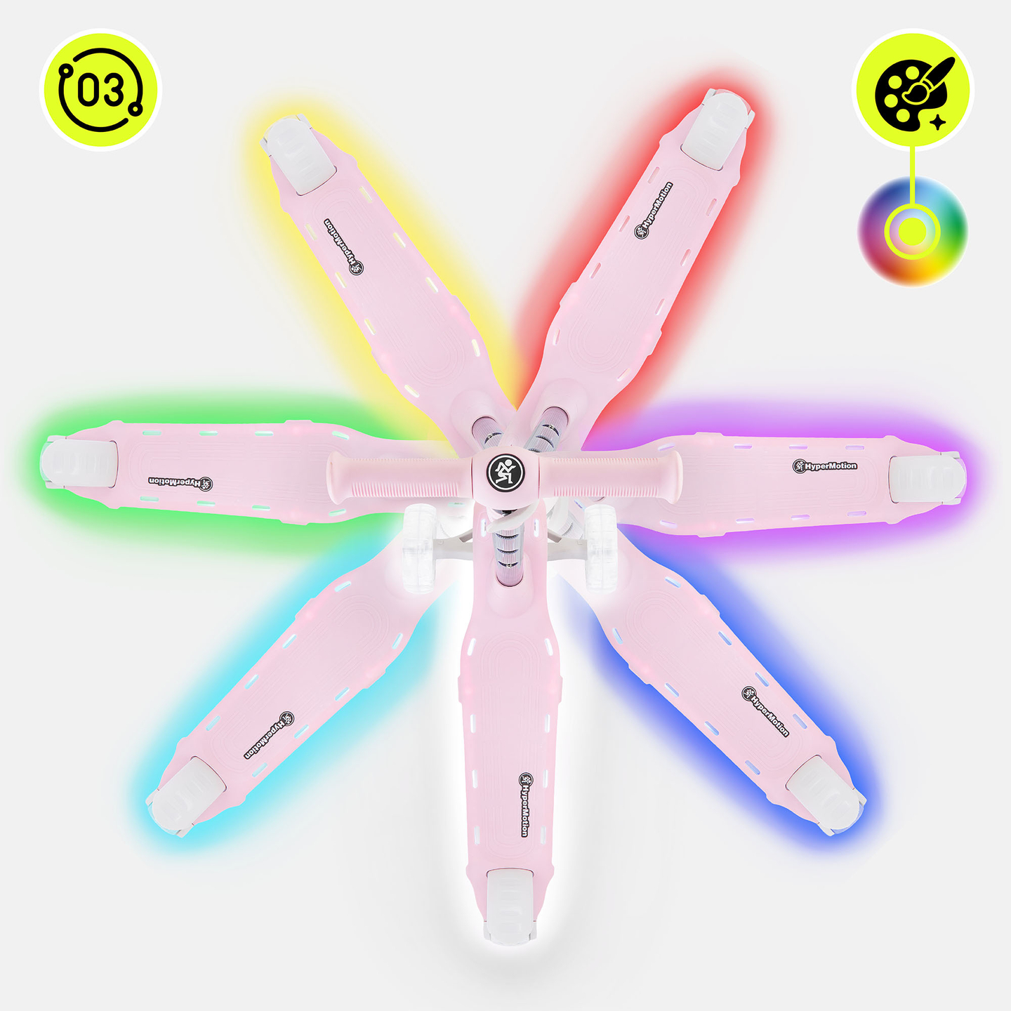 HyperMotion BECKY balansinis paspirtukas - RGB LED apšvietimas, rožinis