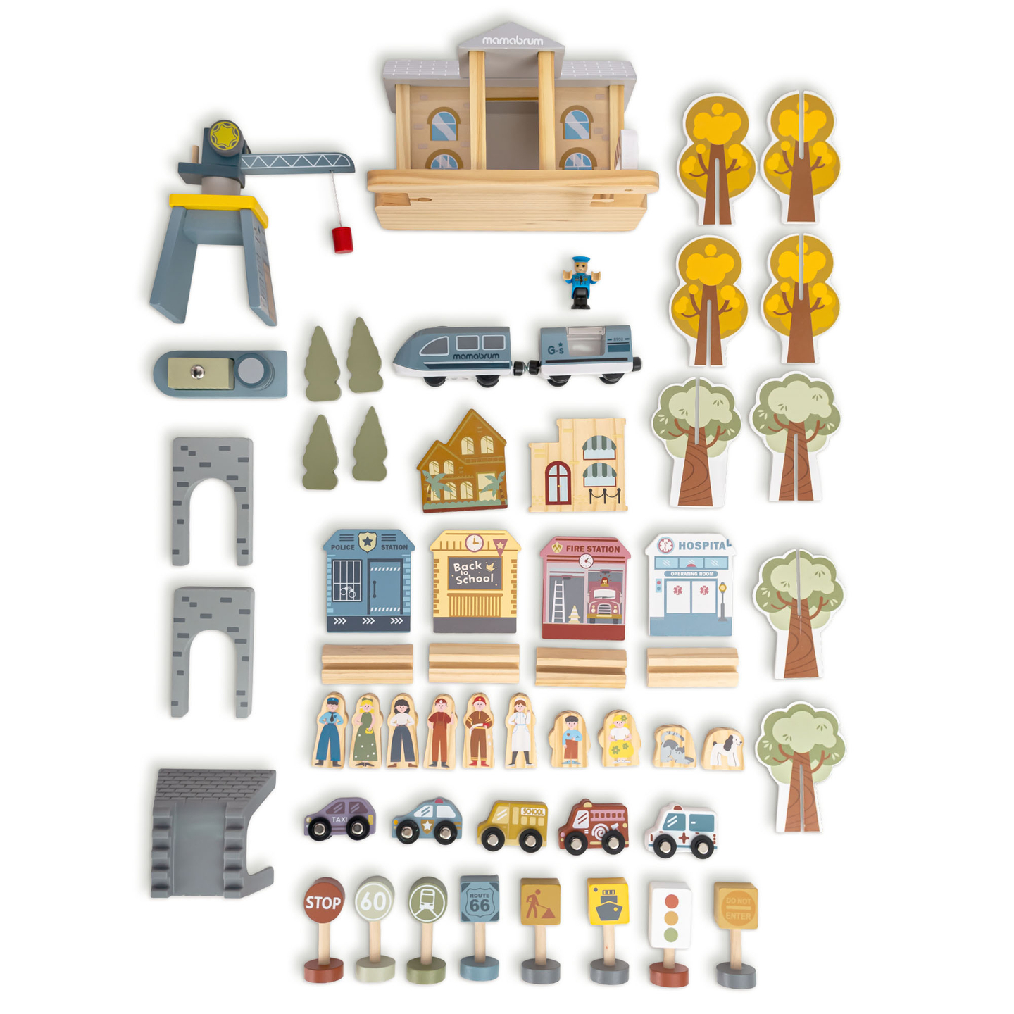 Medinis miesto geležinkelis su elektriniu traukiniu – judančiu kranu, laivu, tiltais