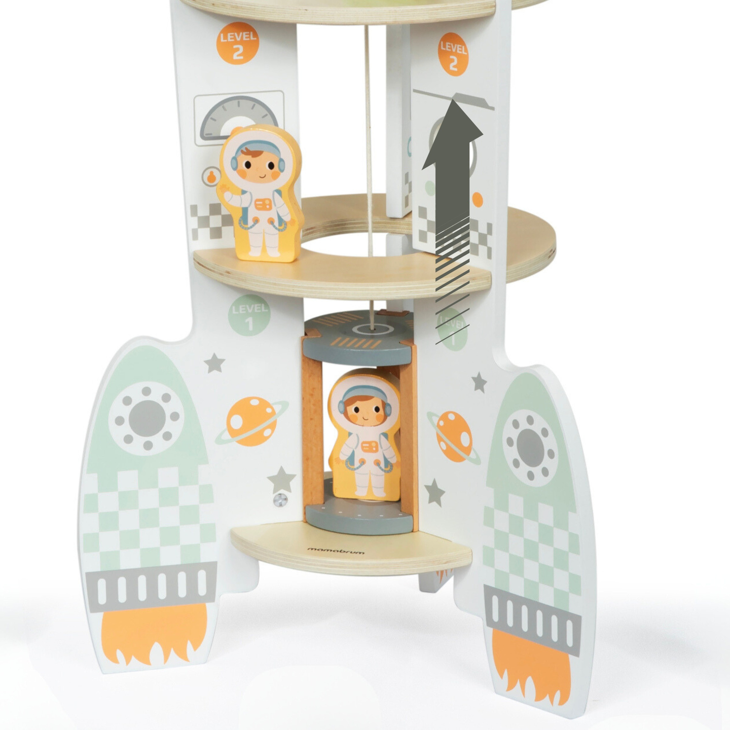 Didelė medinė kosminė raketa su liftu ir priedais - XXL