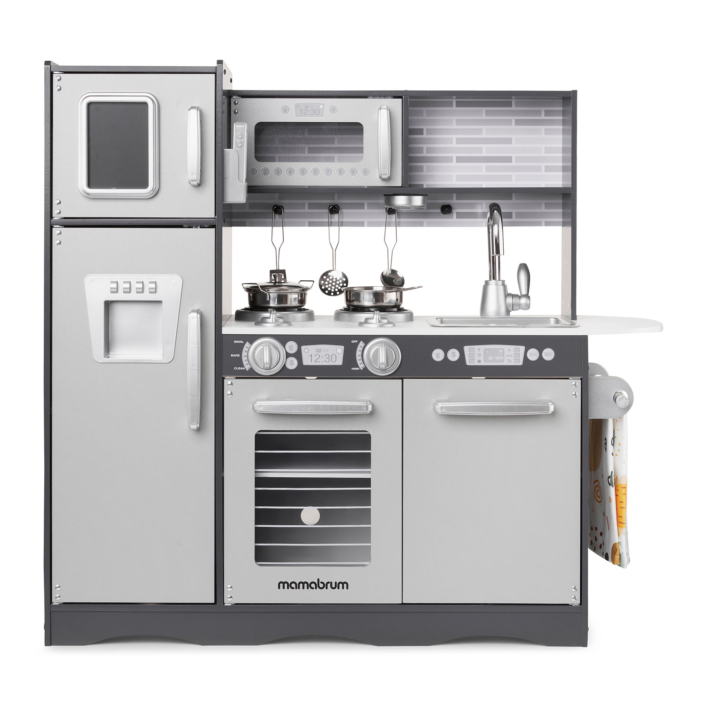 XXL medinė virtuvė su LED apšvietimu, prijuoste ir priedais