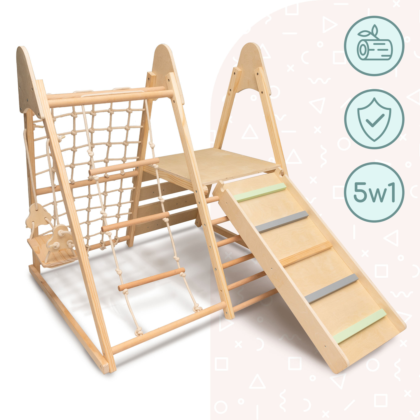 Medinė namų žaidimų aikštelė XL 5in1