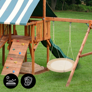 "HyperMotion" 100 cm skersmens, boho smėlio spalvos supynės su erškėtrožės lizdu