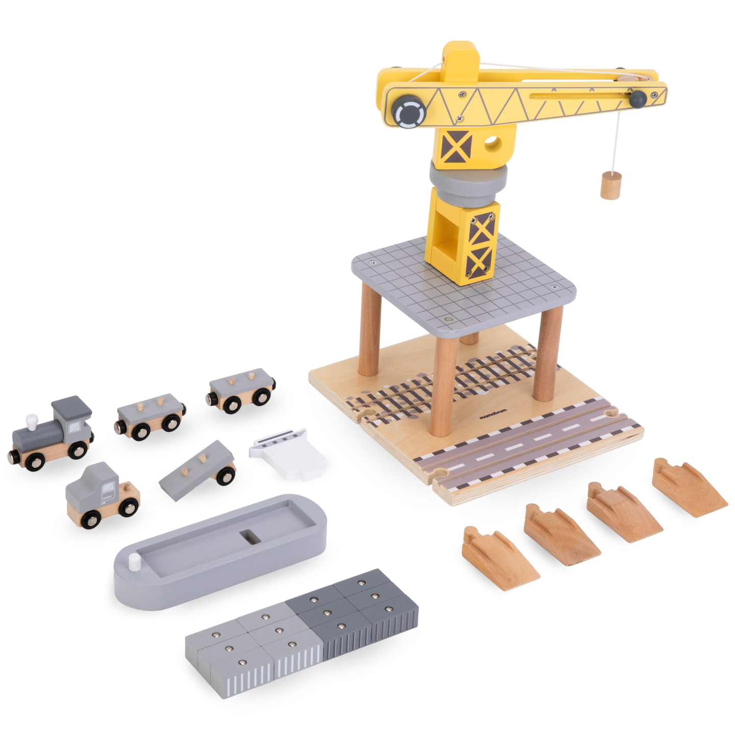 Mobilusis uosto kranas su magnetine gervute ir priedais - medinis rinkinys