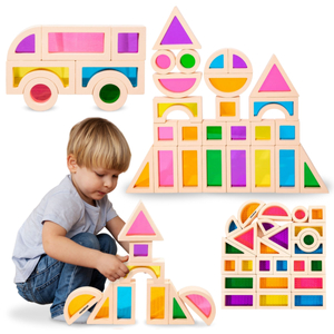 Vaivorykštės medinės kaladėlės - 25 elementai