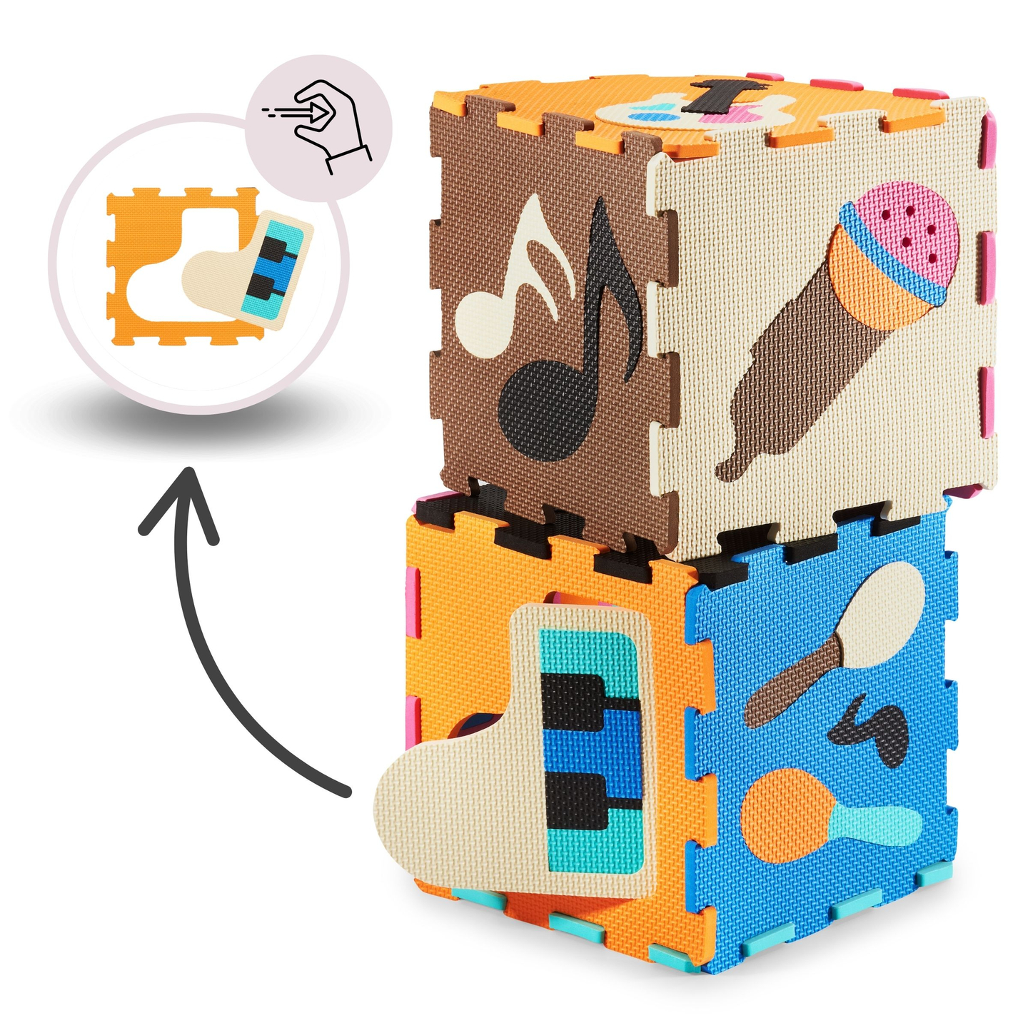 Mokomasis putplasčio dėlionės kilimėlis 90 x 90 x 1 cm - EVA putplastis - dizainas: instrumentai