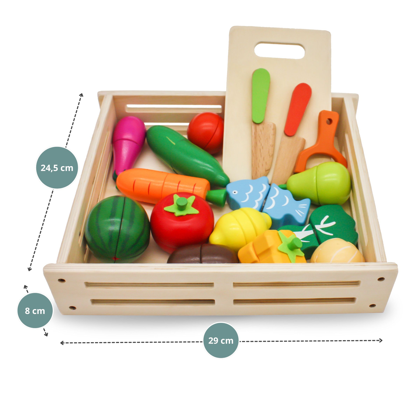 Mediniai vaisiai ir daržovės pjaustymui