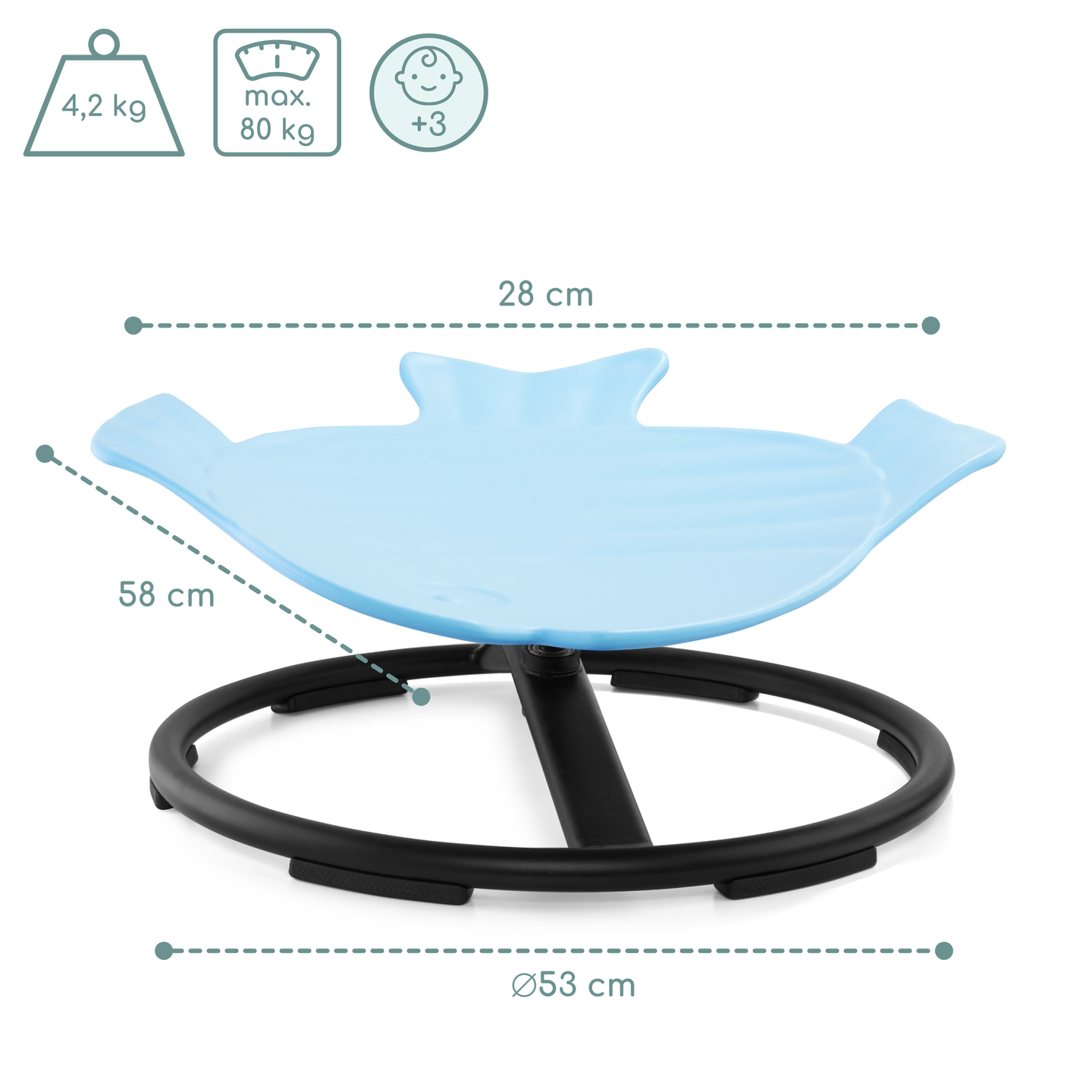 Mini karuselė vaikams Žuvys - mėlyna