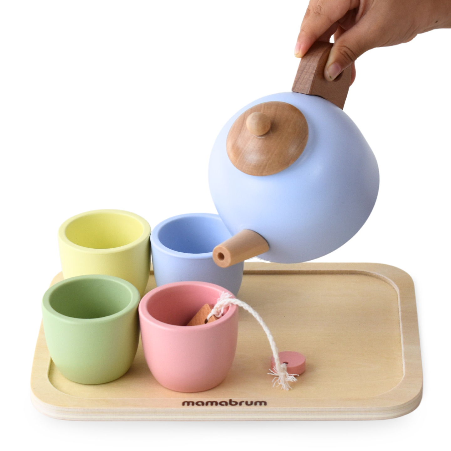 Medinis arbatos rinkinys su padėklu - 7 vienetai