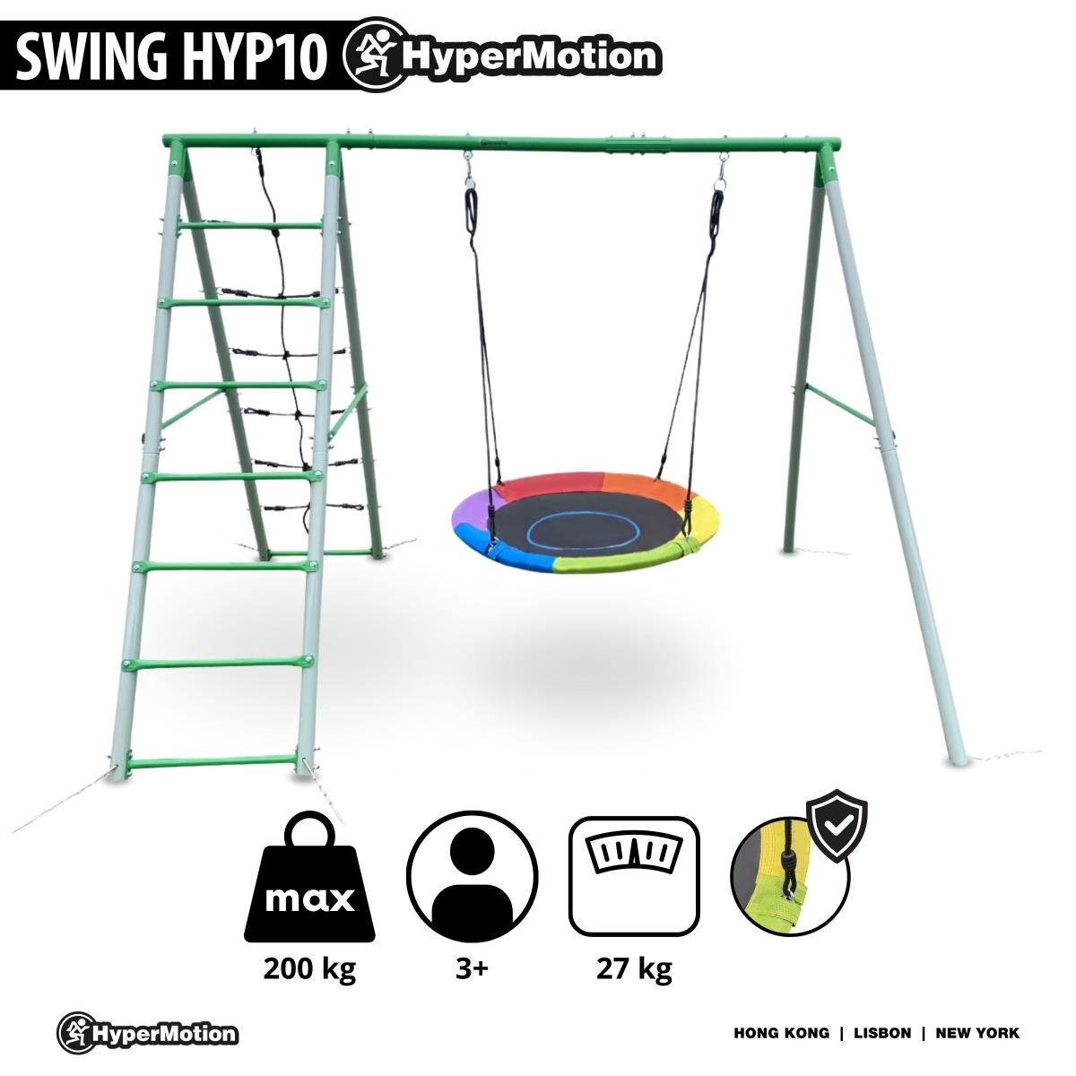 XL sodo žaidimų aikštelė vaikams su gandralizdžio sūpynės, kopėčiomis ir laipiojimo tinklu