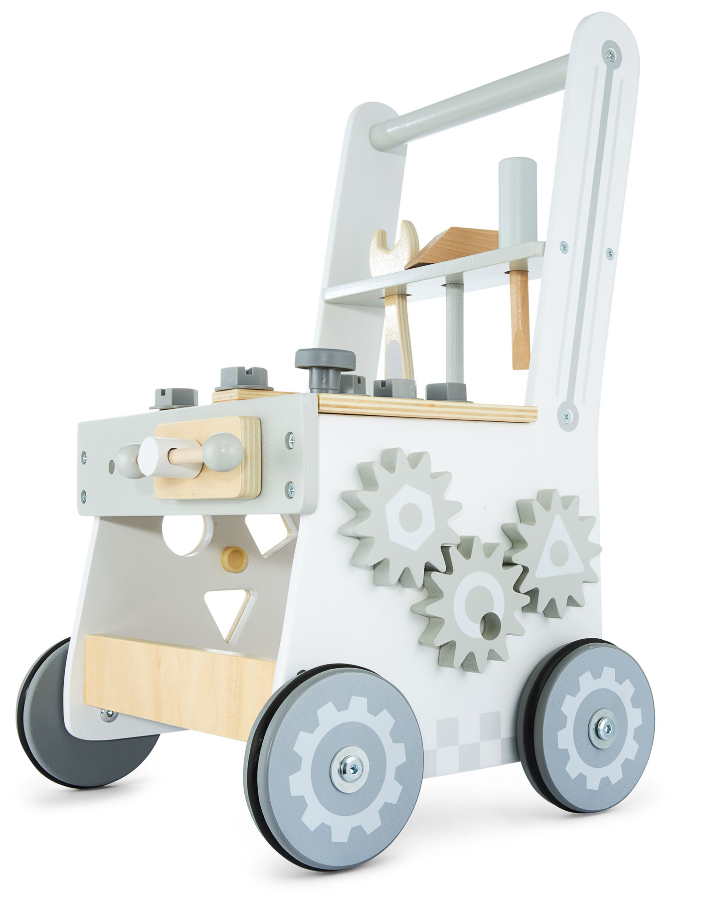 Medinė vaikštynė, stumdyklė ir dirbtuvės "3 viename" - 47 elementai