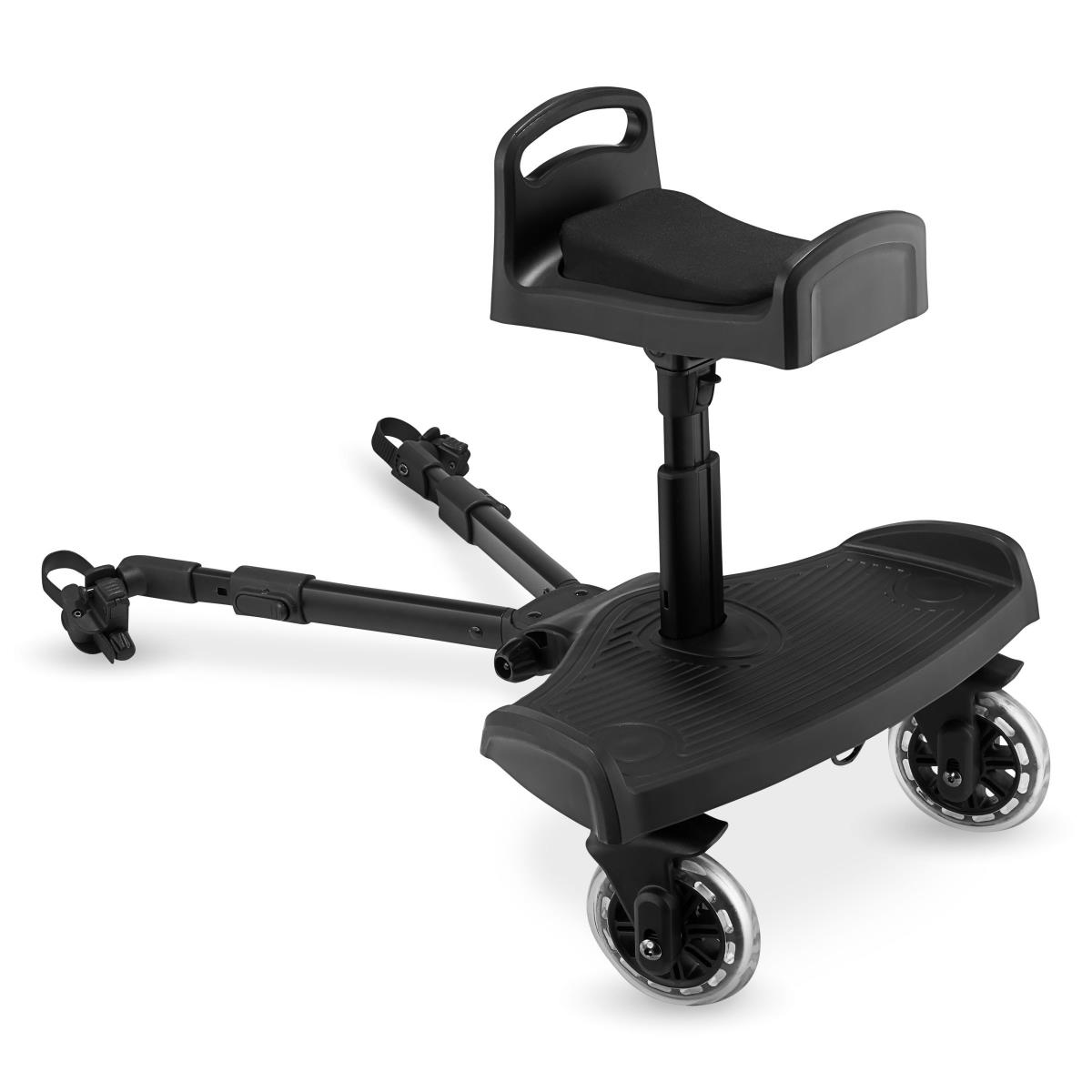 Vaikiško vežimėlio pratęsimas su reguliuojama sėdyne ir universalia tvirtinimo sistema - "Moby-System BUGGY2GO