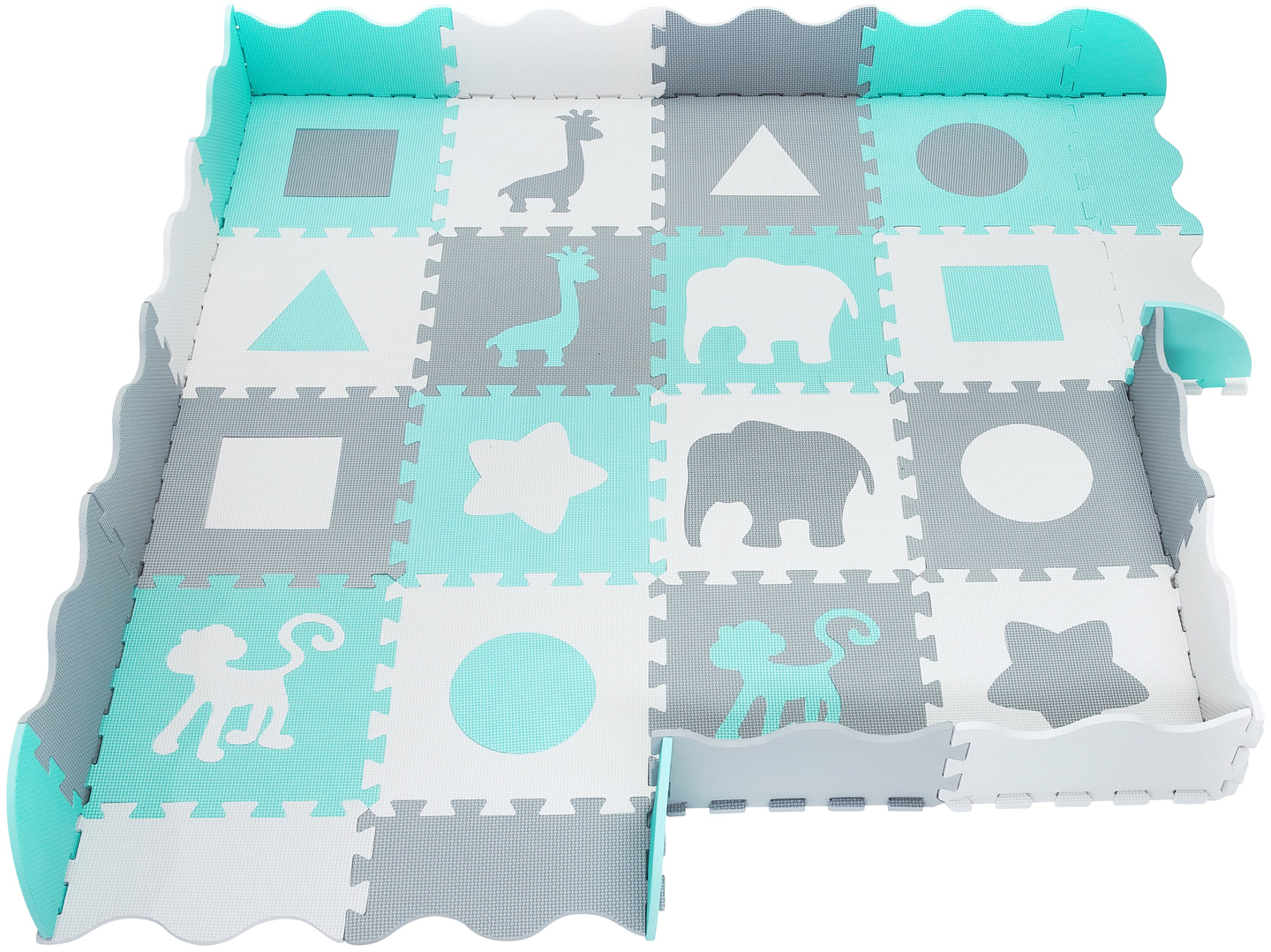 Putų kilimėlis XL 150 x 150 x 1 cm su apvadu - EVA putos - mėtų spalvos