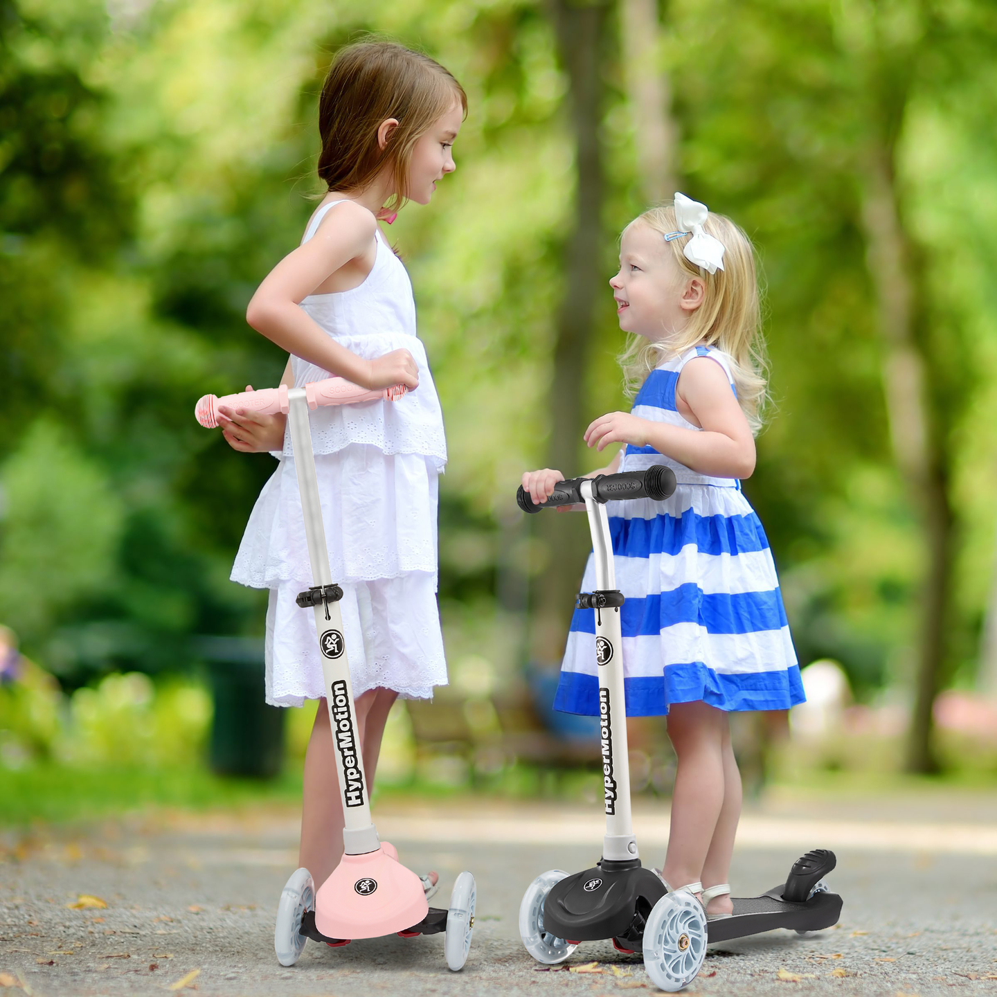 Trijų ratų balansinis paspirtukas TINGO, 3-8 metų - rožinis + šviečiantys LED ratai