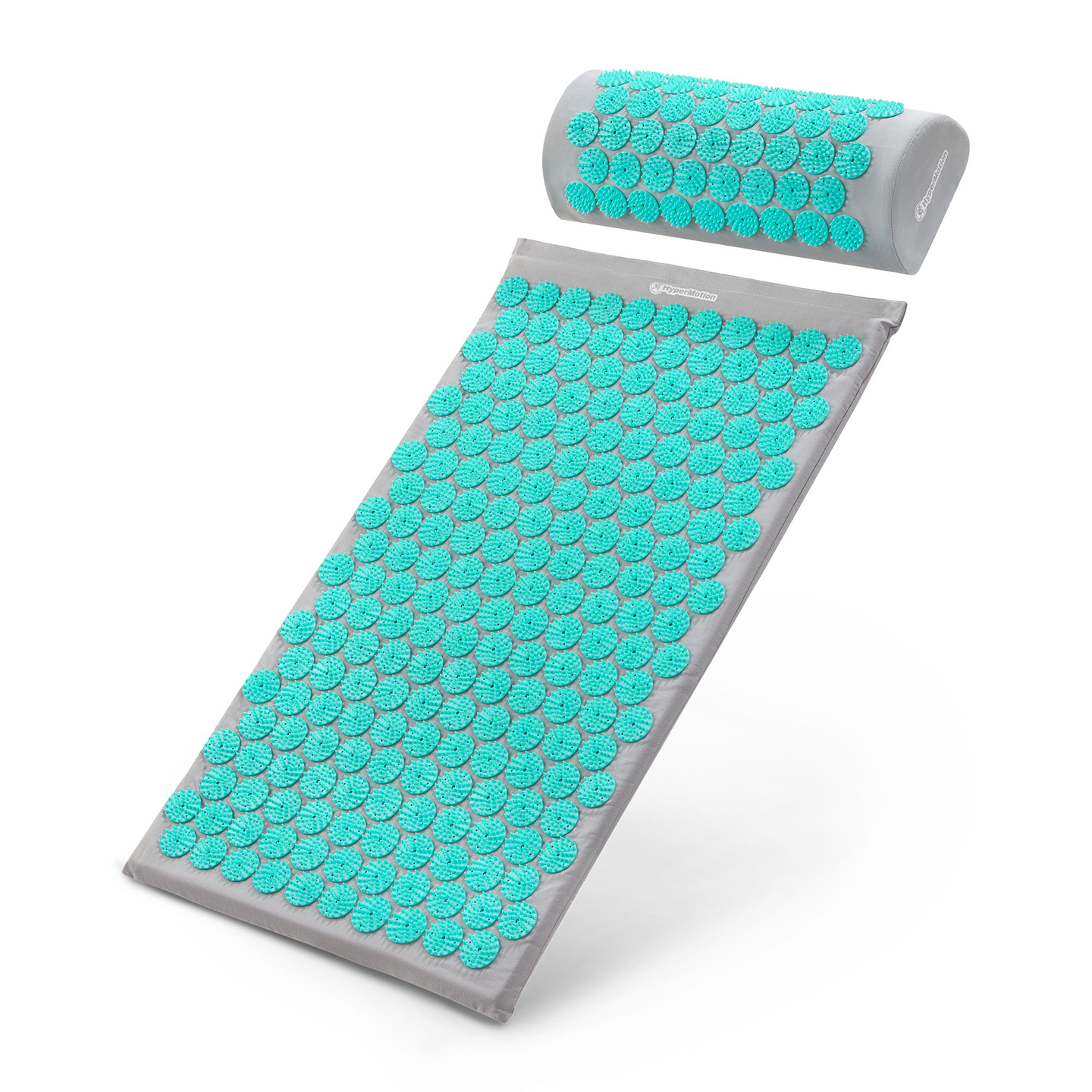 Akupresūros kilimėlis su pagalvėle ir užvalkalu – 72 cm „HyperMotion“ pilkai mėtinis
