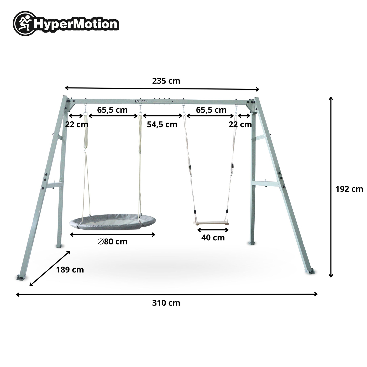 Dvigubos sūpynės su priedais - plieninis rėmas - eršketo lizdas, sūpynės ir hamakas