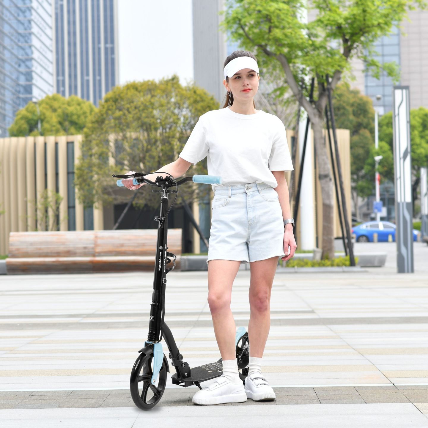 Dviejų ratų miesto motoroleris HONEYBEE Blue HyperMotion 100kg - pilnas aliuminis, dideli 250 mm ratai