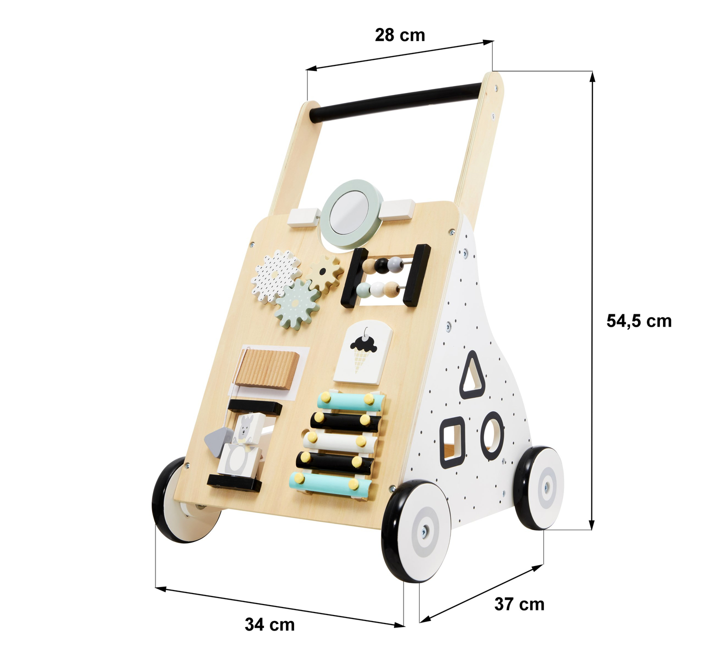 Medinė lavinamoji vaikštynė / vežimėlis - manipuliacinė lenta