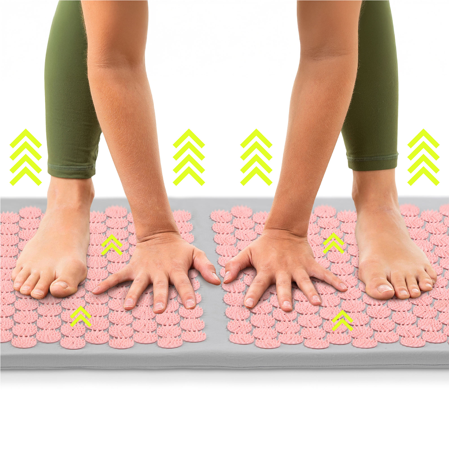 Didelis akupresūros kilimėlis su pagalvėle ir užvalkalu – 130 cm „HyperMotion“ pilkas ir rožinis