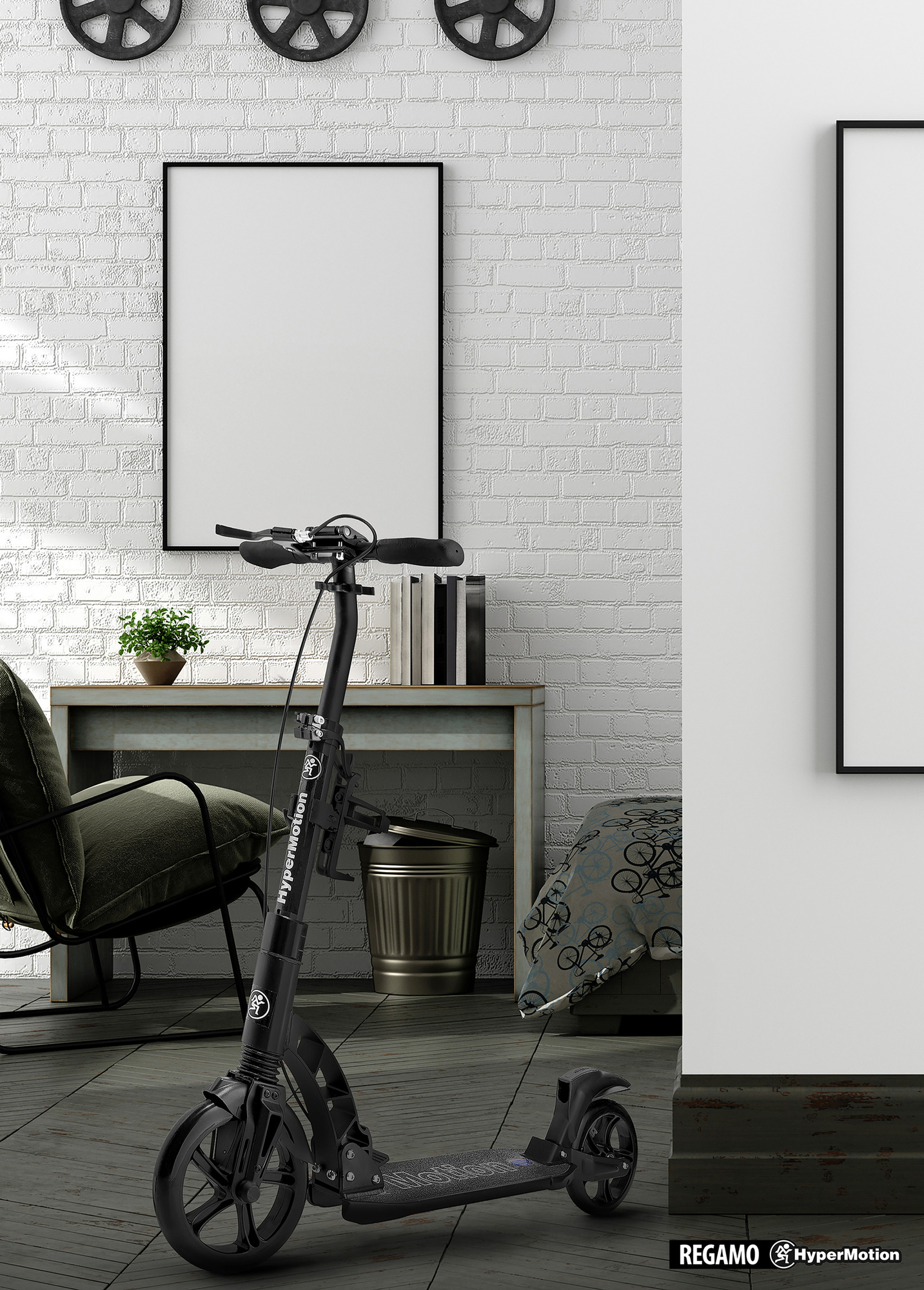 "HyperMotion REGAMO" suaugusiųjų paspirtukas - juodas