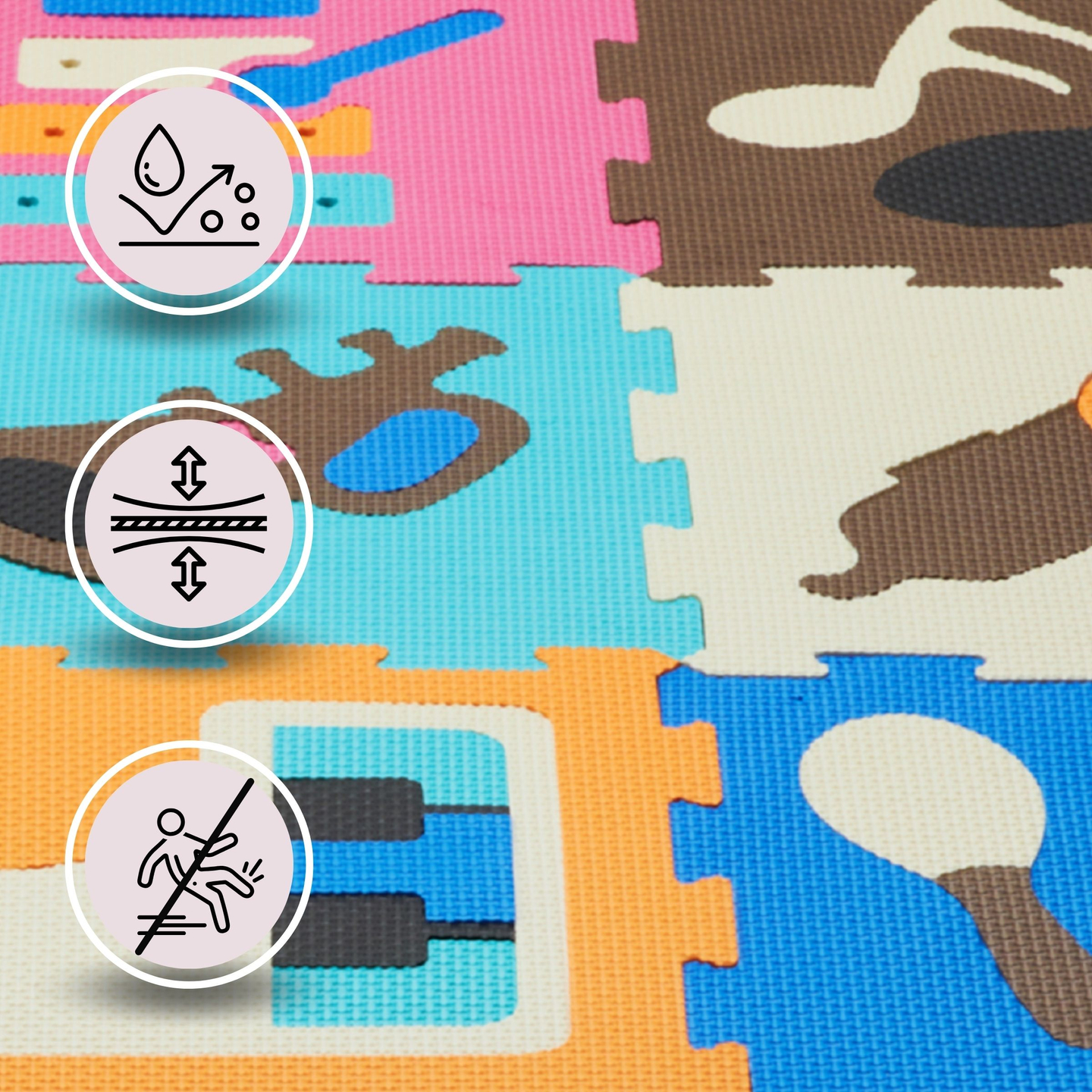 Mokomasis putplasčio dėlionės kilimėlis 90 x 90 x 1 cm - EVA putplastis - dizainas: instrumentai