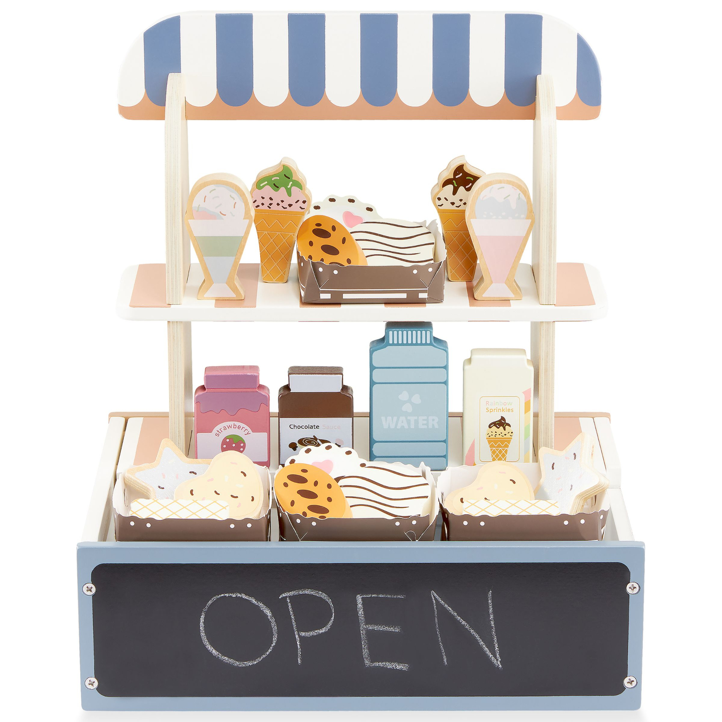 Sulankstoma medinė parduotuvė - kavinė, cukrainė su priedais