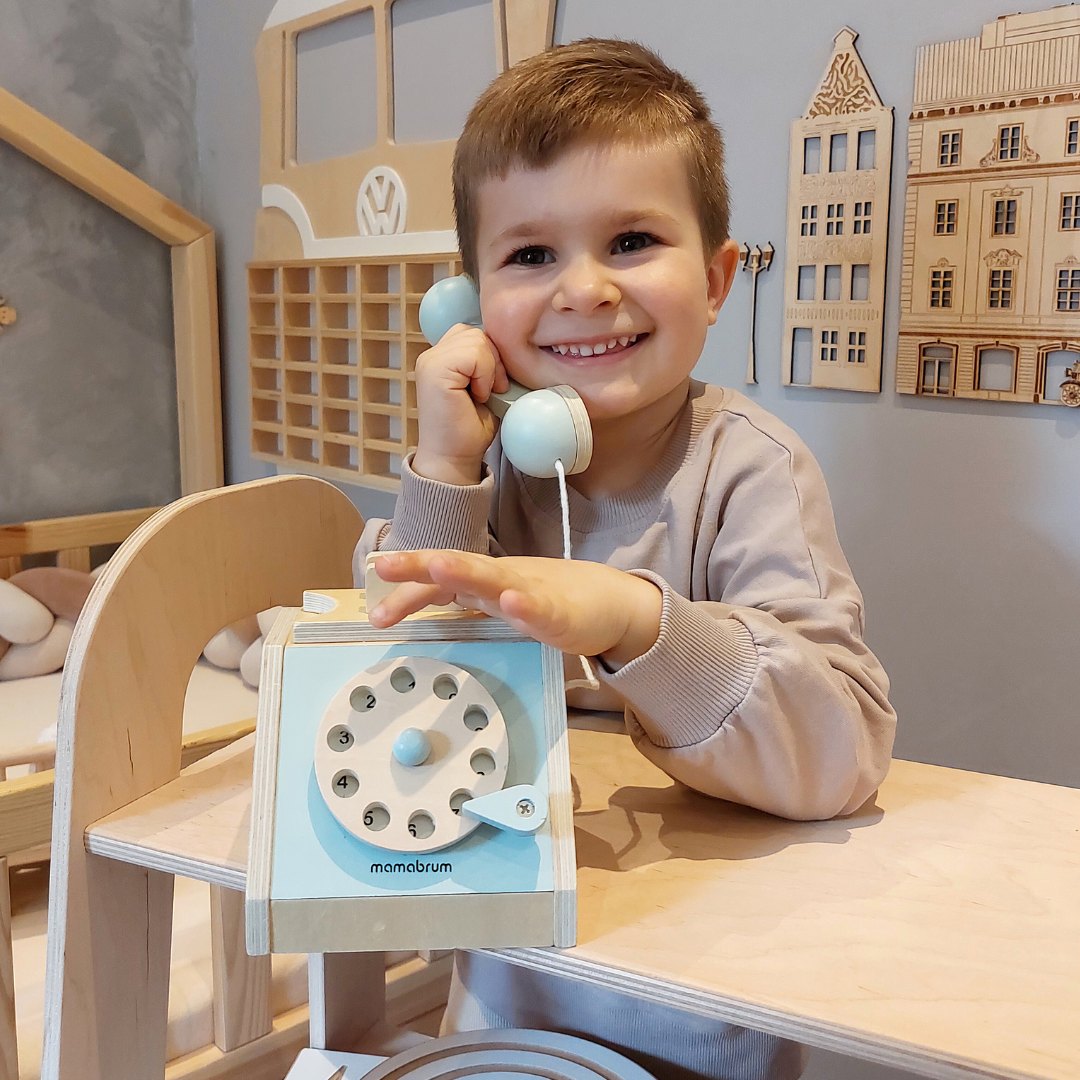 Retro medinis telefonas - mėtų spalvos