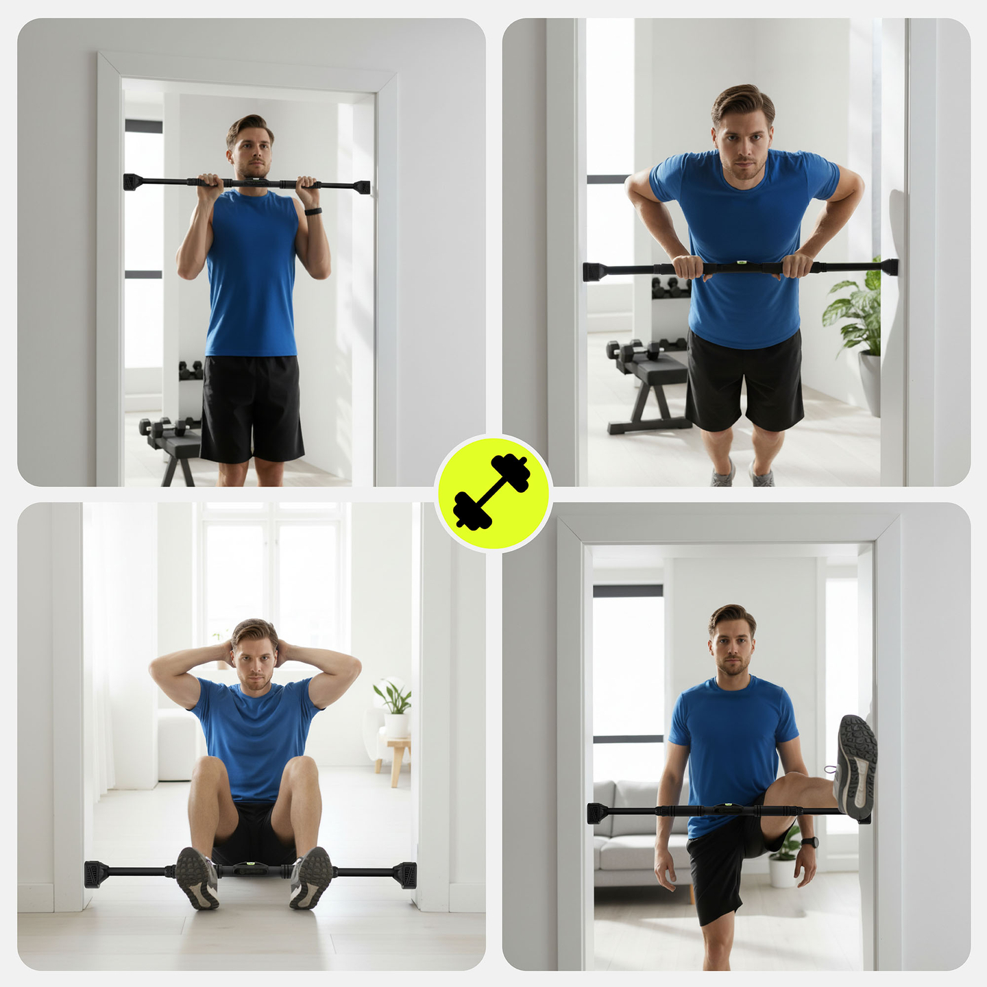 HyperMotion reguliuojamas prisitraukimų skersinis 74–100 cm, 200 kg, juodas