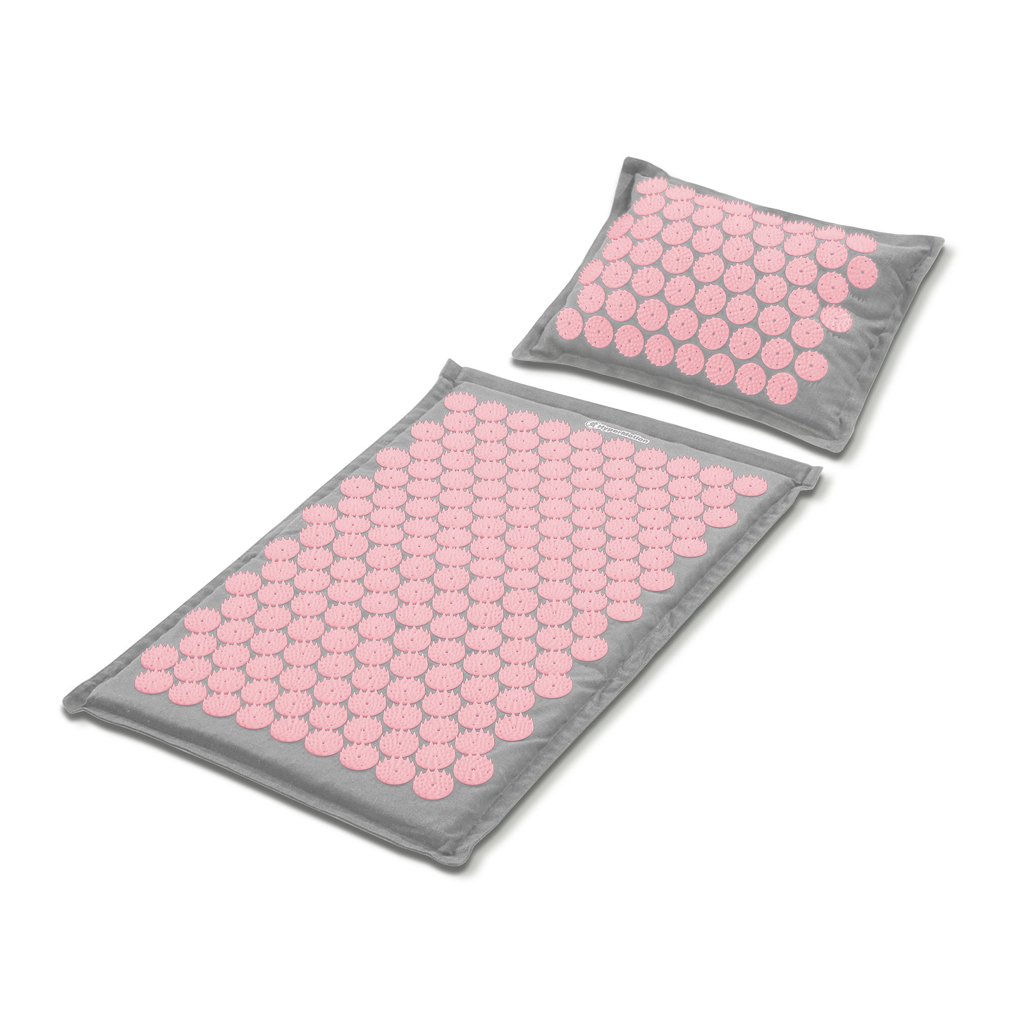 EKO lininis akupresūros kilimėlis su kokosų pluoštu ir grikių pagalvėle – 68 cm, pilkas ir rožinis, „HyperMotion“