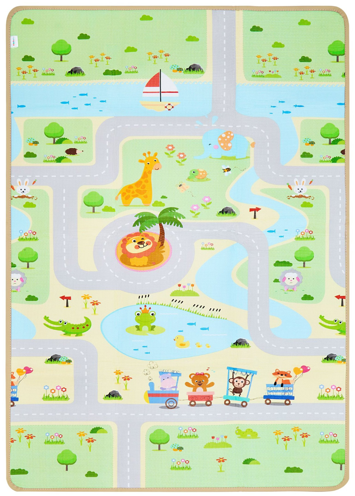 Dvipusis putplasčio kilimėlis - miškas ant kalvos / saulėtas miestas