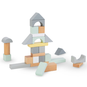 Pastelinės medinės kaladėlės - 100 XL dalių rinkinys