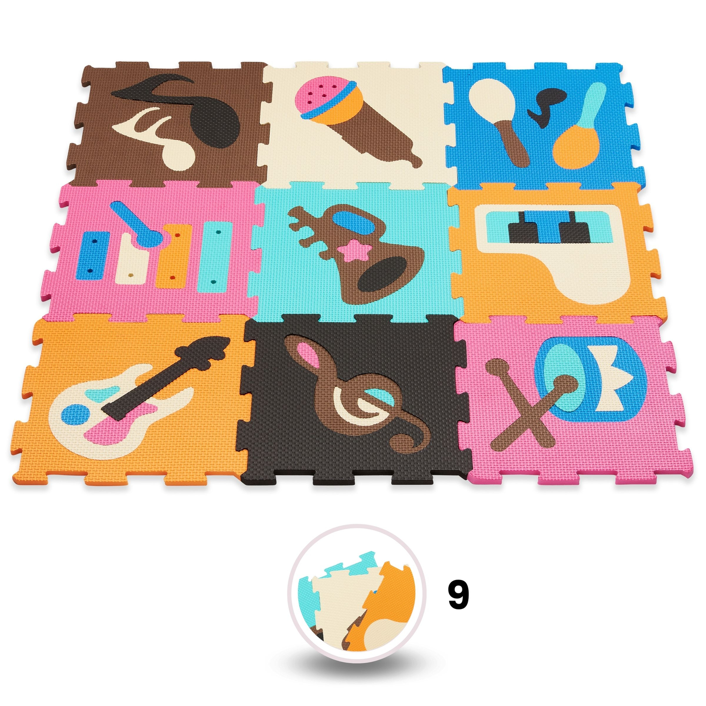 Mokomasis putplasčio dėlionės kilimėlis 90 x 90 x 1 cm - EVA putplastis - dizainas: instrumentai