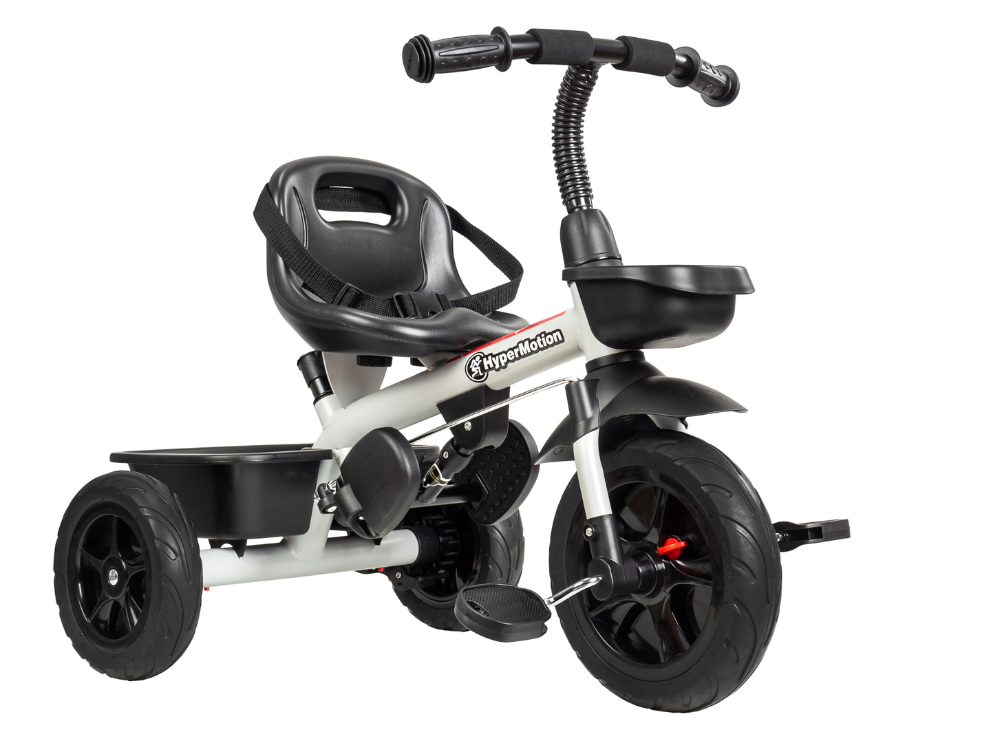 "HyperMotion TOBI VECTOR" triratukas - amžini pripučiami ratai + stūmimo strypas. Spalva: šviesiai pilka.