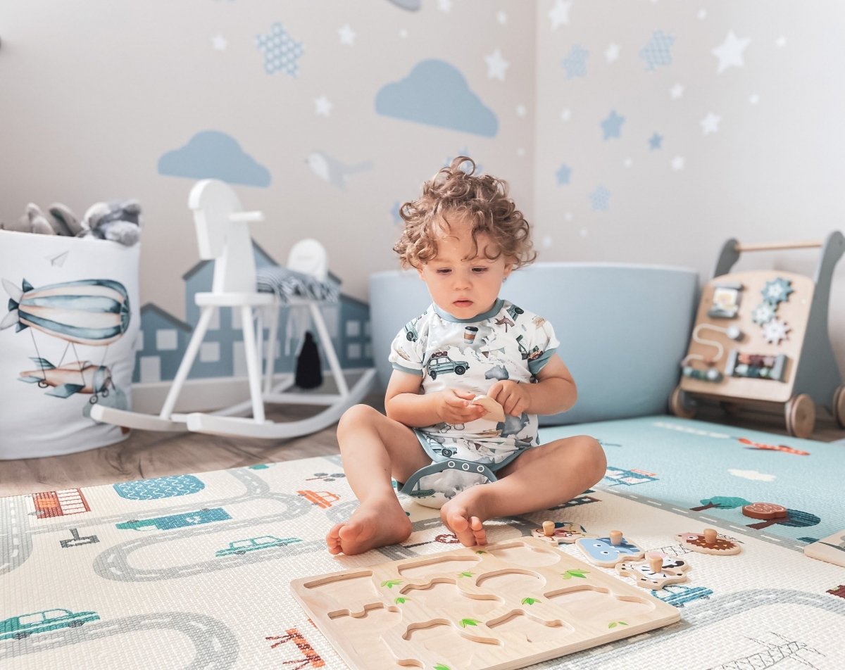 Dvipusis putplasčio kilimėlis XXL - ritinėlis 2 CM (kelias ir zigzagai)