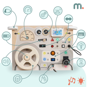 Montessori medinė žaidimų lenta mažiems vaikams - automobilio prietaisų skydelis