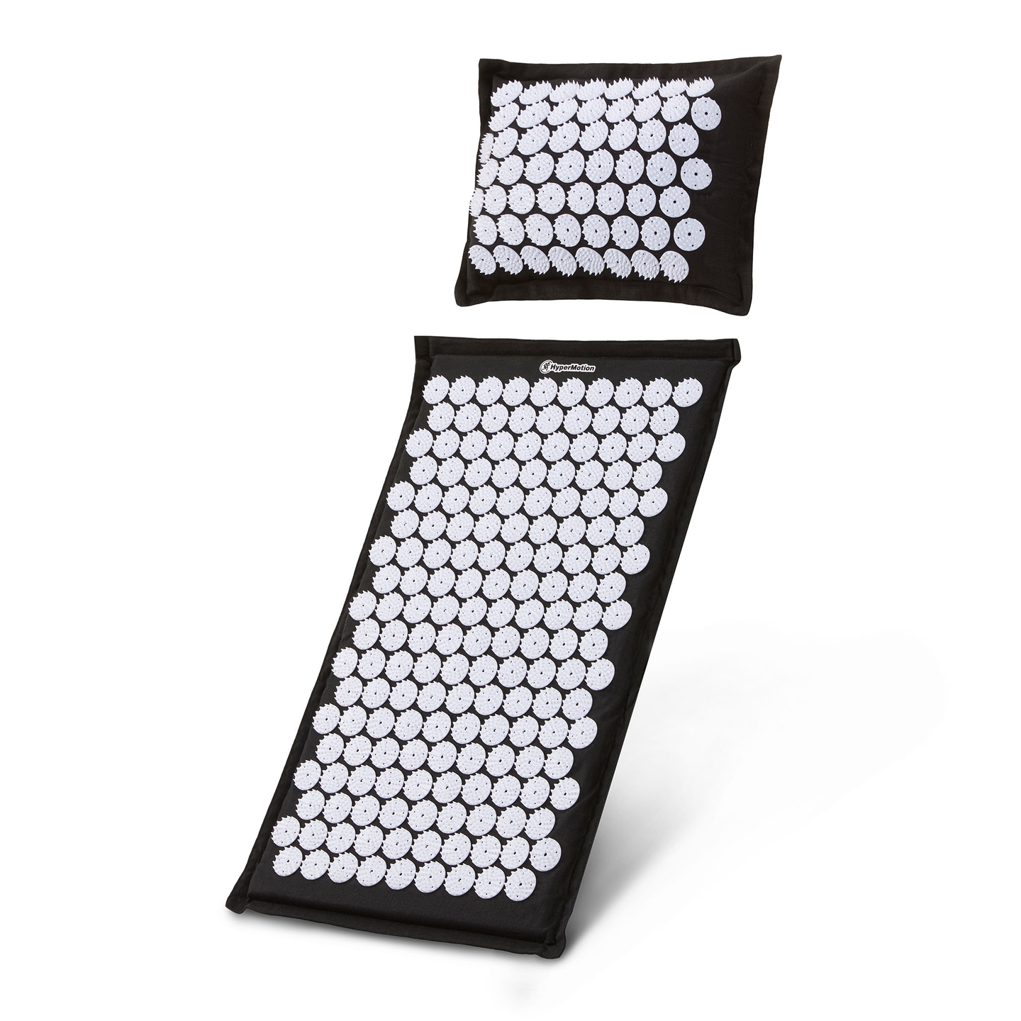 EKO lininis akupresūros kilimėlis su kokoso pluoštu ir grikių pagalvėle – 68 cm „HyperMotion“ juodos ir baltos spalvos