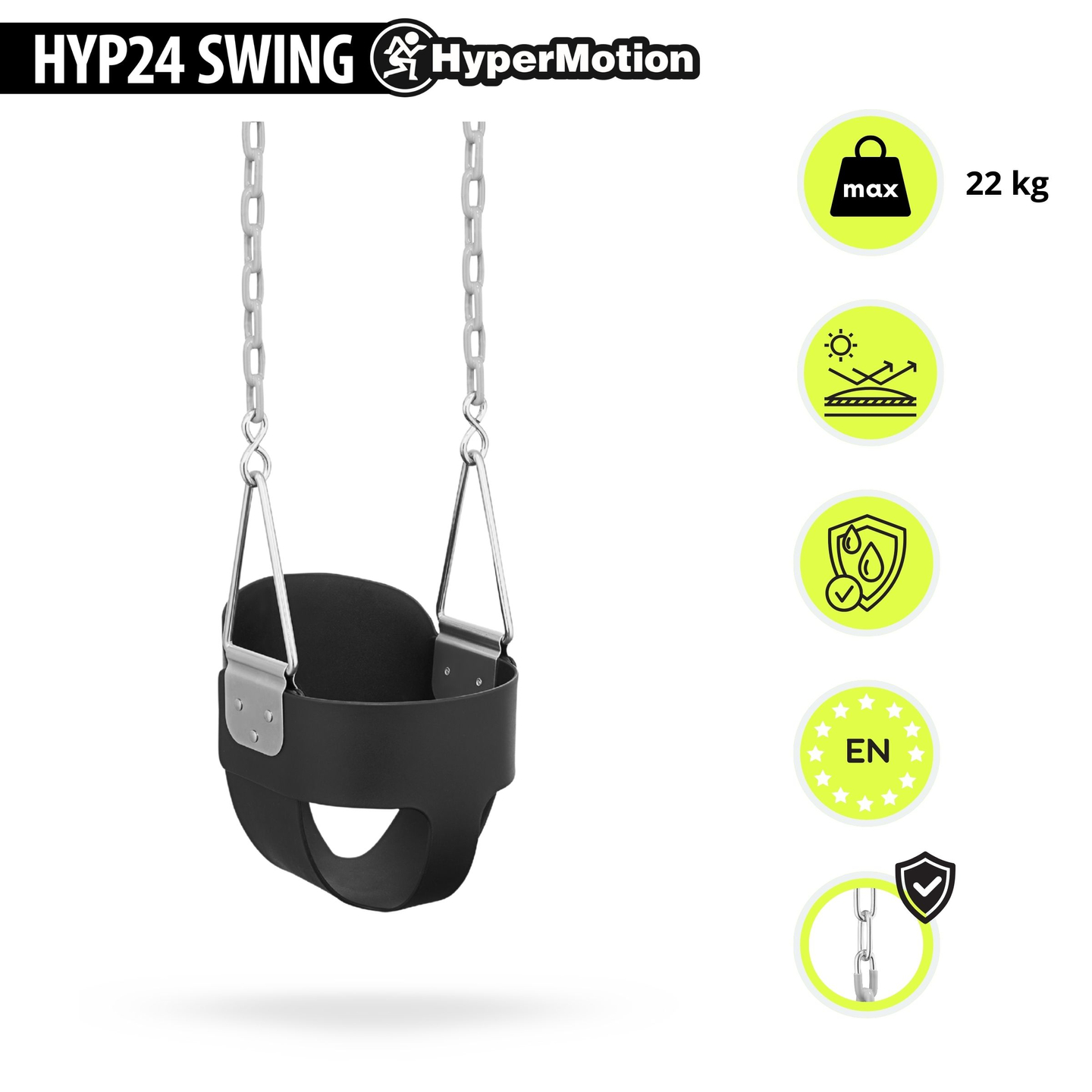 "HyperMotion" mažylių grandininės sūpynės su aukštu atlošu