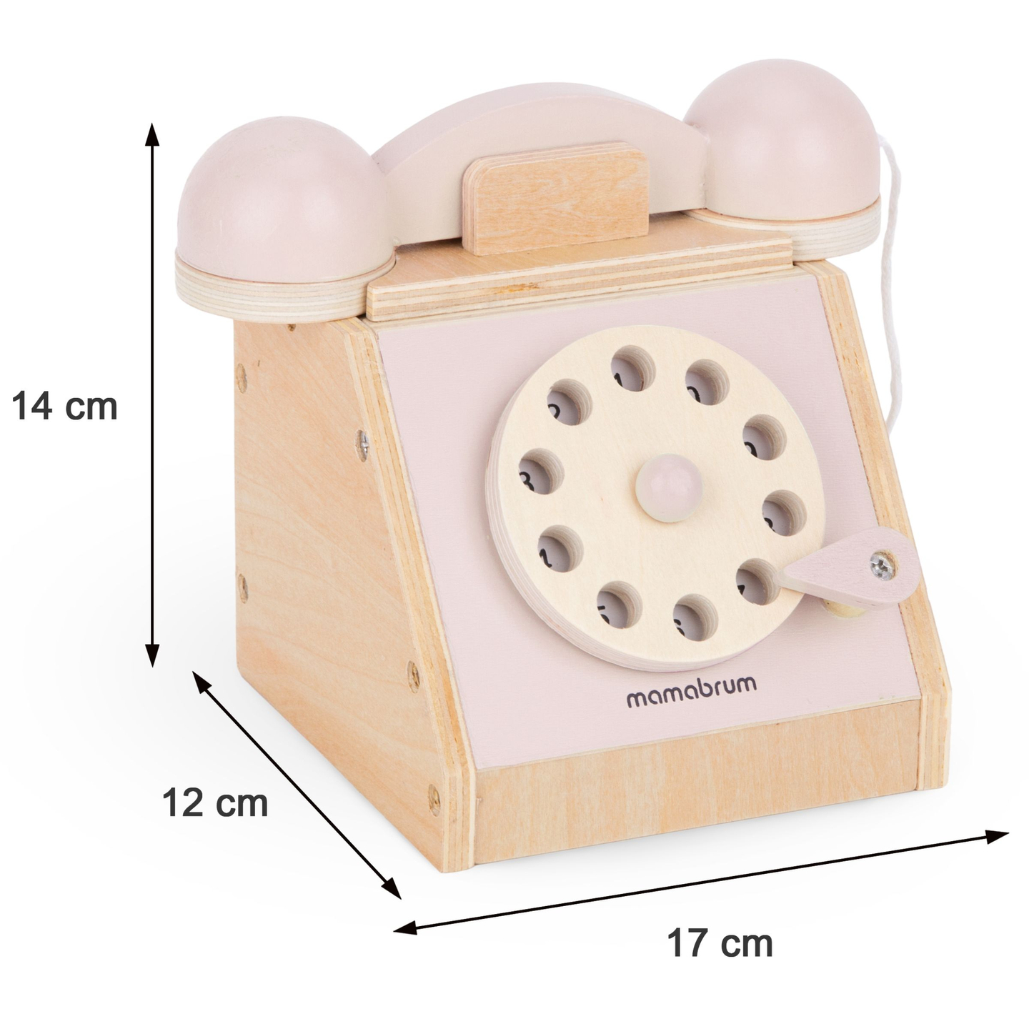 Retro medinis telefonas - pastelinės rožinės spalvos