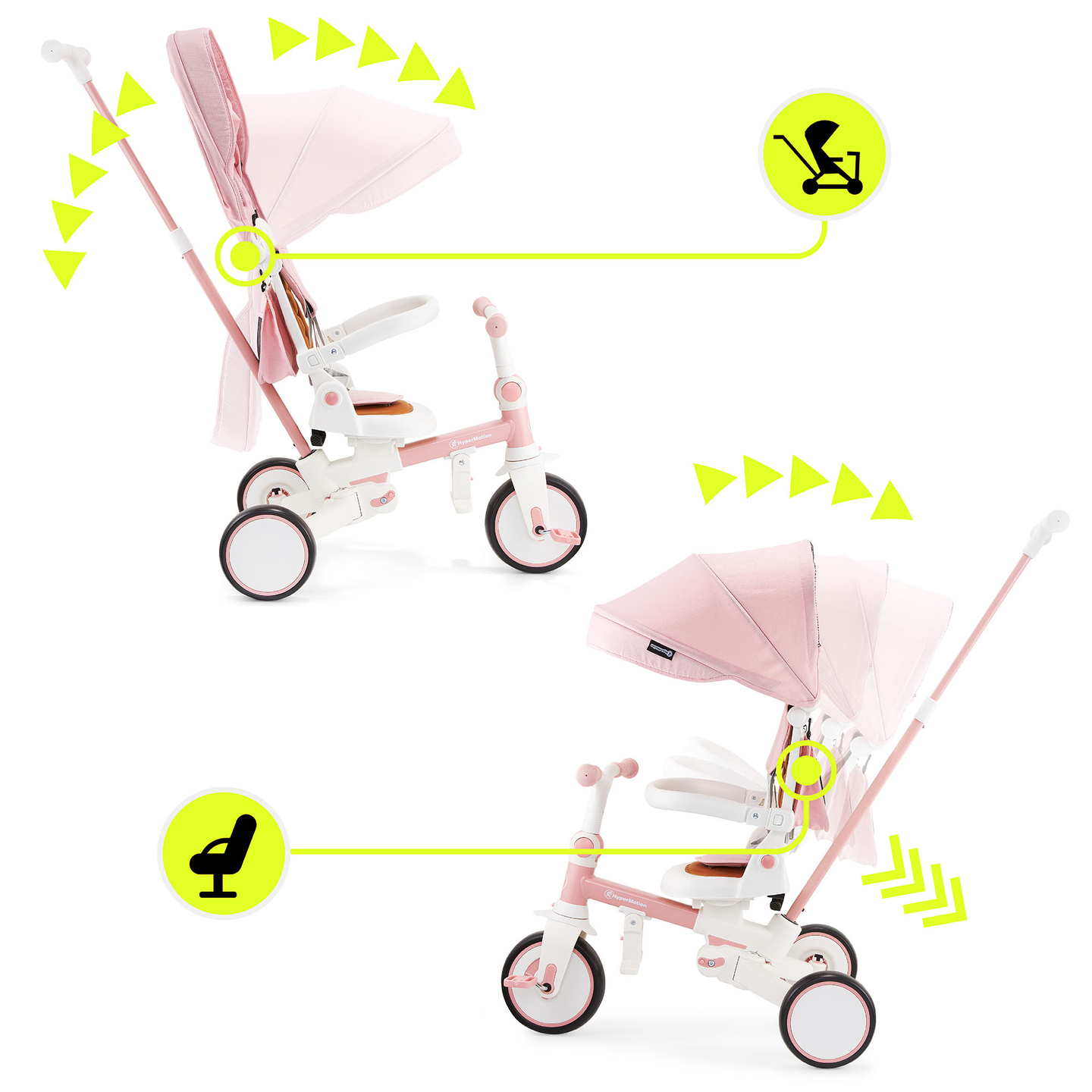 8in1 daugiafunkcinis triratukas TOBI FOREST - rožinis