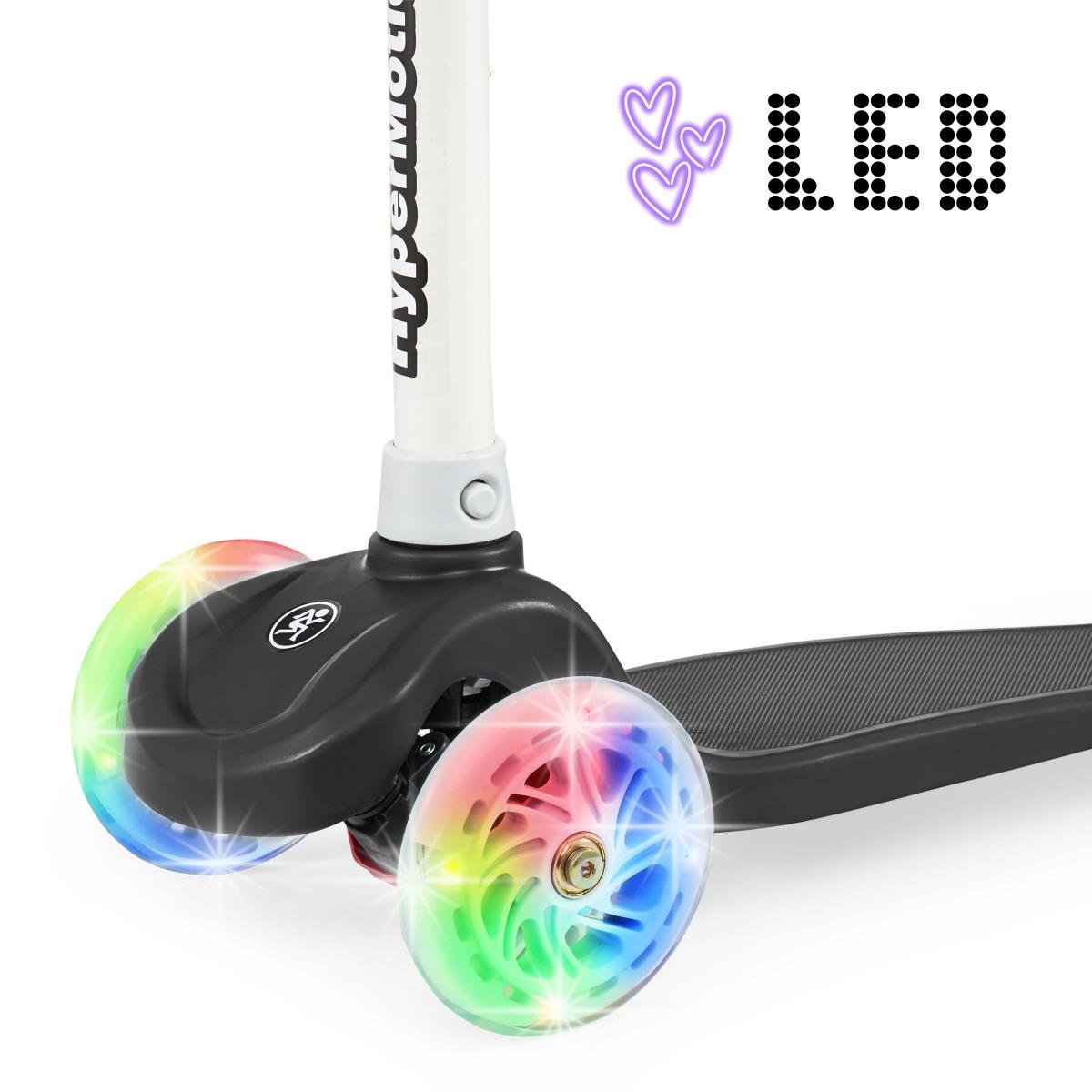 Triratis balansinis paspirtukas TINGO, 3-8 metų - juodi + šviečiantys LED ratai