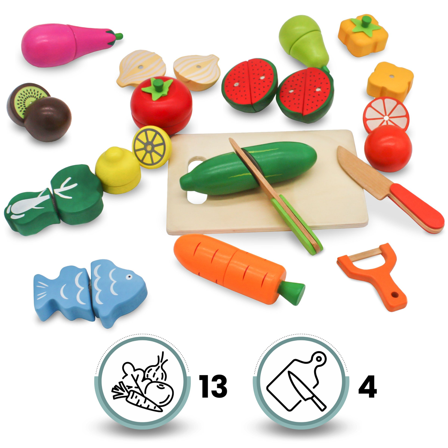 Mediniai vaisiai ir daržovės pjaustymui