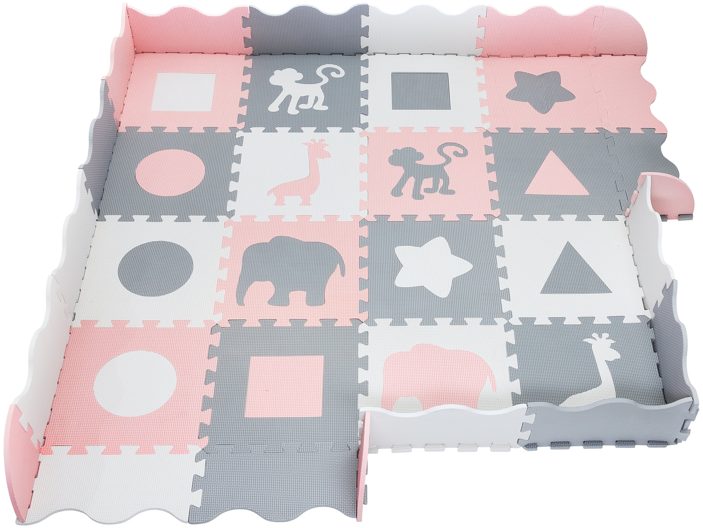 Putų kilimėlis XL 150 x 150 x 1 cm su apvadu - EVA putos - rožinės spalvos