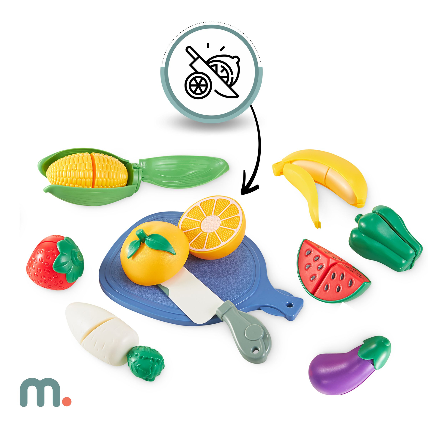 XXXXL didelė medinė interaktyvi virtuvė su LED apšvietimu, skalbimo mašina, mikrobangų krosnele, kavos aparatu, vaisių ir daržovių rinkiniu - 50 elementų