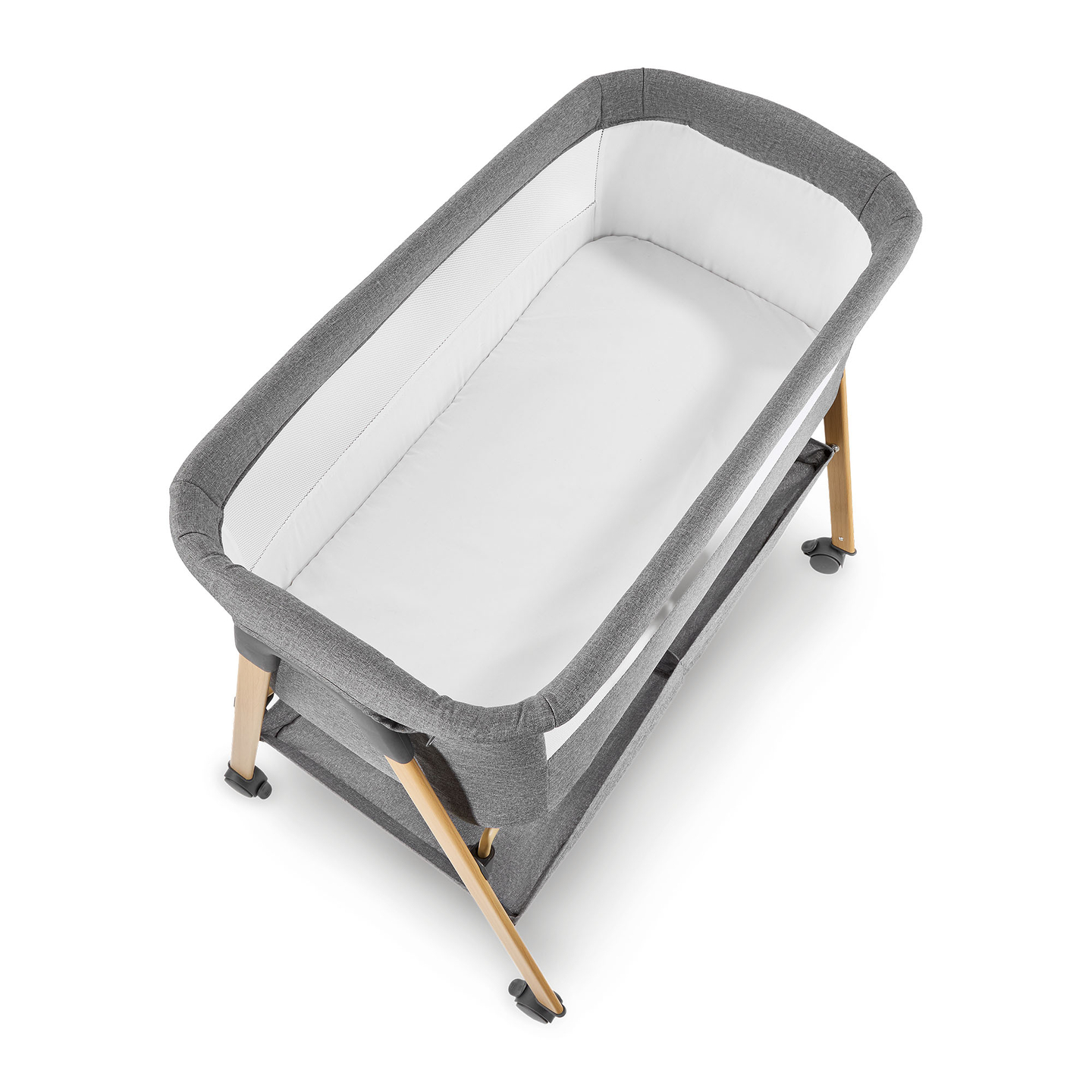 Vaikiška lovelė, laisvai stovinti, kelioninė lovelė, lopšys su čiužiniu - pilka