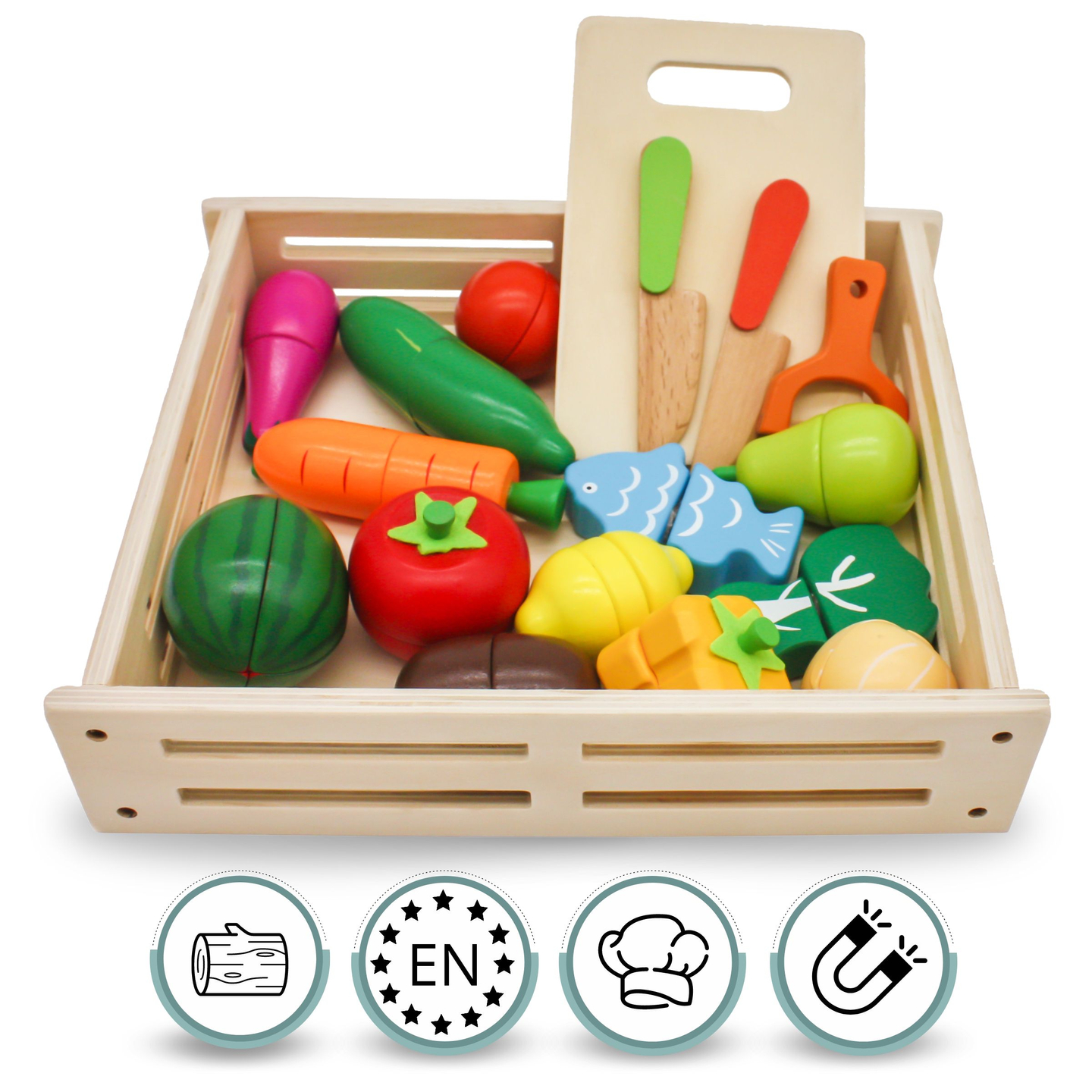 Mediniai vaisiai ir daržovės pjaustymui