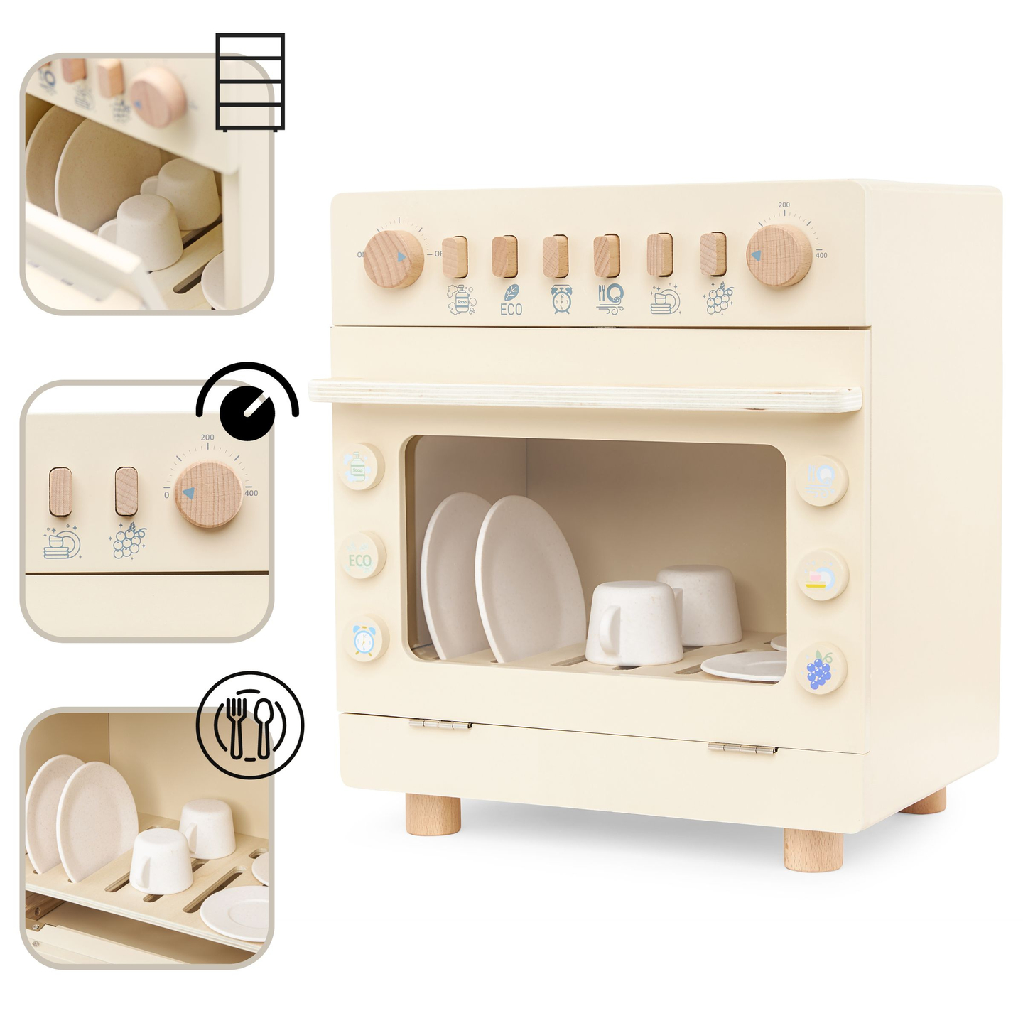 Medinė indaplovė su priedais