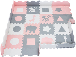 Putų kilimėlis XL 150 x 150 x 1 cm su apvadu - EVA putos - rožinės spalvos