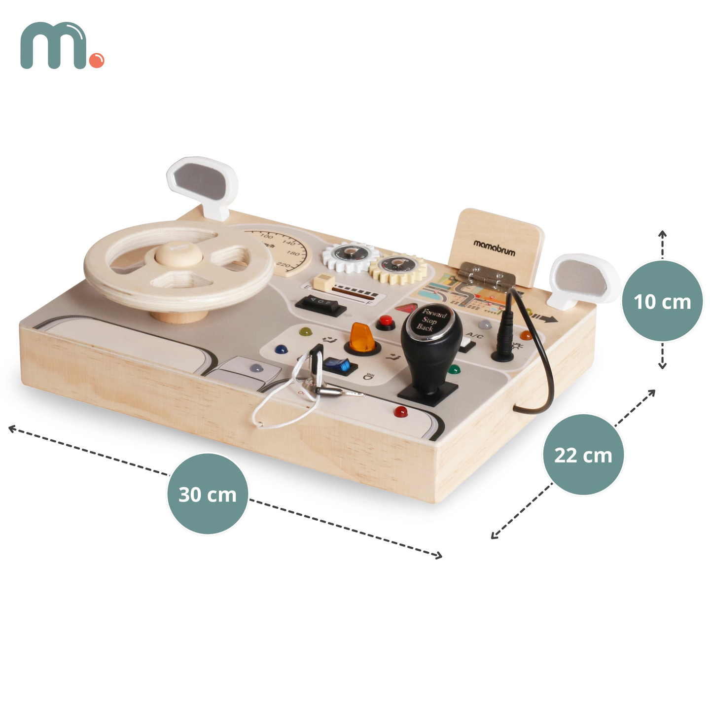 Montessori medinė žaidimų lenta mažiems vaikams - automobilio prietaisų skydelis