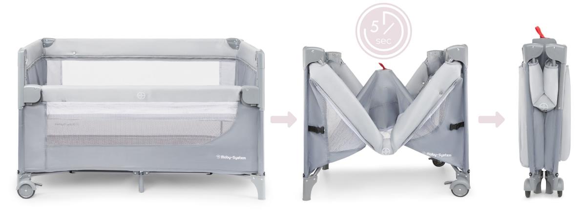 "3-in-1" vaikiška lovytė su pervystymo stalu, čiužiniu ir nešiojimo krepšiu