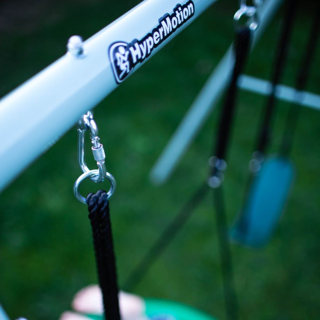 Dvigubos sodo sūpynės su karkasu ir virvėmis - sėdyne ir gandralizdžiu